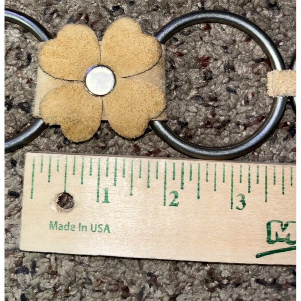 Retro Hippie Floral Suede Chain Belt Boho Festival Western Used Womens 38” - Picture 9 of 16